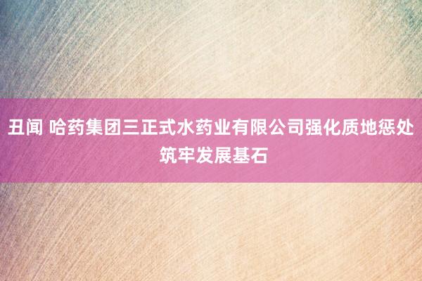 丑闻 哈药集团三正式水药业有限公司强化质地惩处 筑牢发展基石