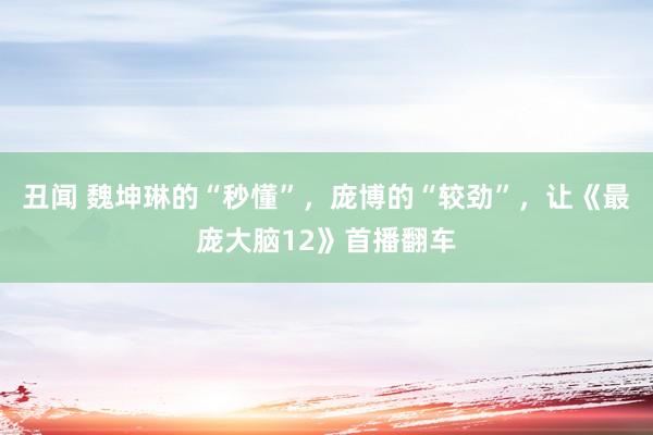 丑闻 魏坤琳的“秒懂”，庞博的“较劲”，让《最庞大脑12》首播翻车