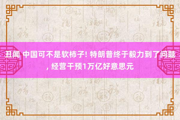 丑闻 中国可不是软柿子! 特朗普终于毅力到了问题， 经营干预1万亿好意思元