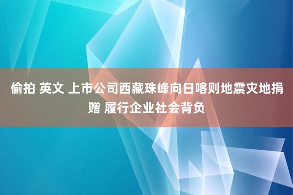 偷拍 英文 上市公司西藏珠峰向日喀则地震灾地捐赠 履行企业社会背负