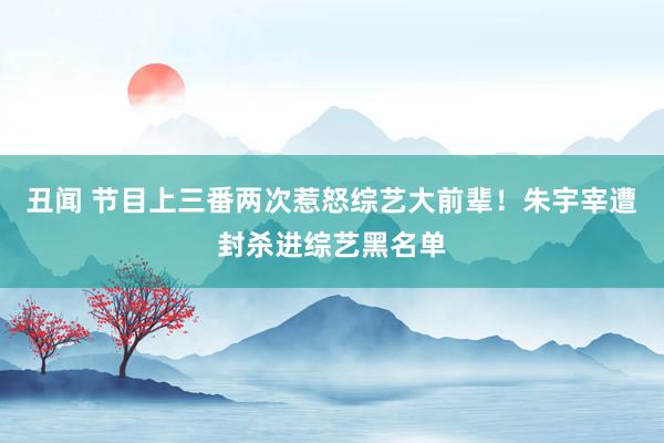 丑闻 节目上三番两次惹怒综艺大前辈！朱宇宰遭封杀进综艺黑名单