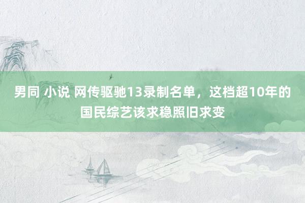 男同 小说 网传驱驰13录制名单，这档超10年的国民综艺该求稳照旧求变