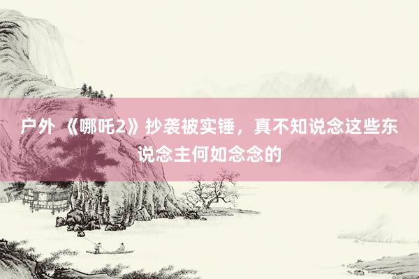 户外 《哪吒2》抄袭被实锤，真不知说念这些东说念主何如念念的