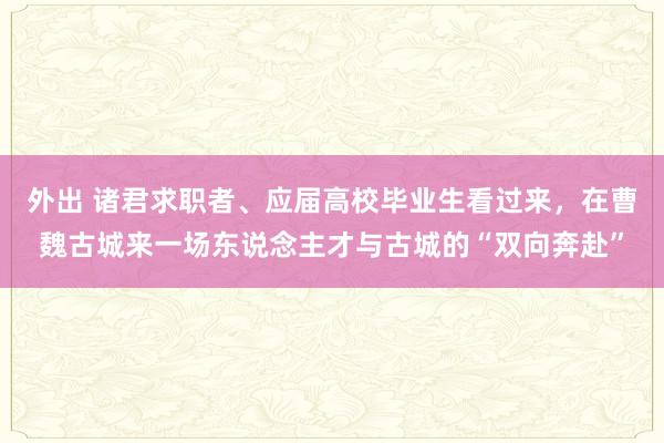 外出 诸君求职者、应届高校毕业生看过来，在曹魏古城来一场东说念主才与古城的“双向奔赴”