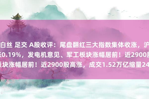 白丝 足交 A股收评：尾盘翻红三大指数集体收涨，沪指涨0.41%创业板指涨0.19%，发电机意见、军工板块涨幅居前！近2900股高涨，成交1.52万亿缩量242亿