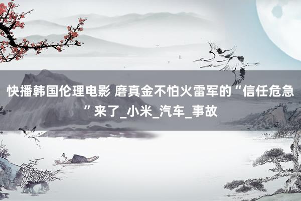 快播韩国伦理电影 磨真金不怕火雷军的“信任危急”来了_小米_汽车_事故