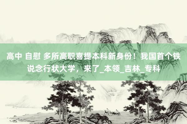 高中 自慰 多所高职喜提本科新身份！我国首个铁说念行状大学，来了_本领_吉林_专科