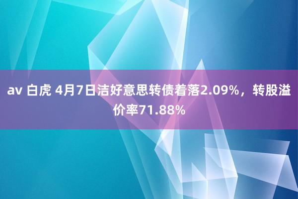av 白虎 4月7日洁好意思转债着落2.09%，转股溢价率71.88%