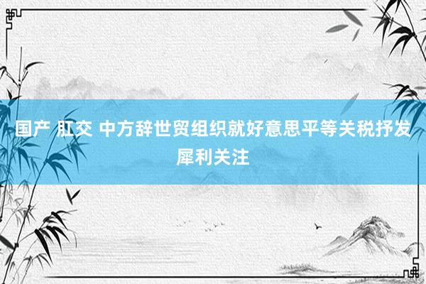 国产 肛交 中方辞世贸组织就好意思平等关税抒发犀利关注