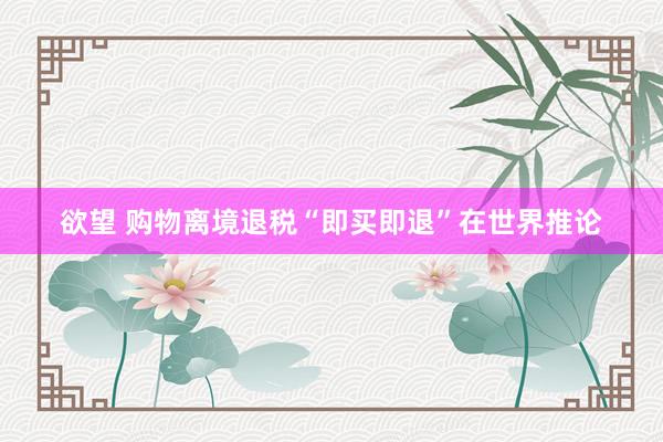 欲望 购物离境退税“即买即退”在世界推论