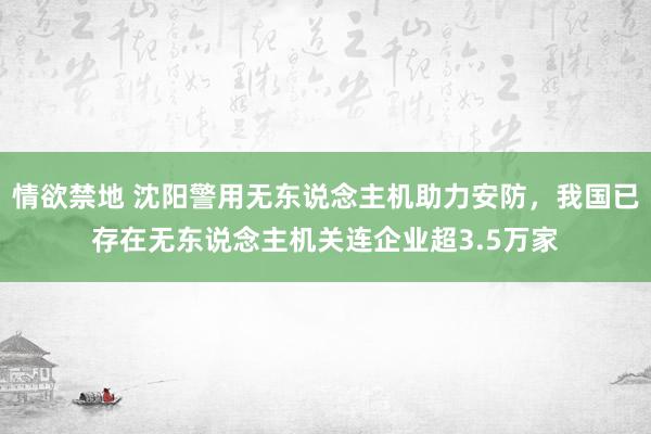 情欲禁地 沈阳警用无东说念主机助力安防，我国已存在无东说念主机关连企业超3.5万家