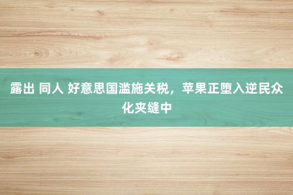露出 同人 好意思国滥施关税，苹果正堕入逆民众化夹缝中