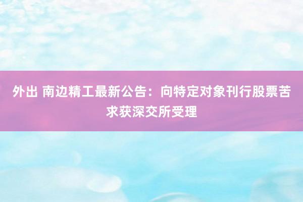 外出 南边精工最新公告：向特定对象刊行股票苦求获深交所受理
