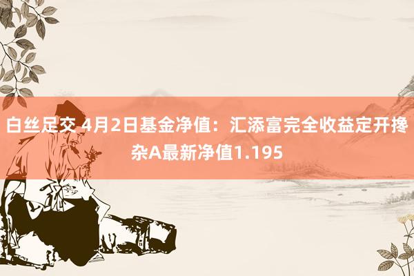 白丝足交 4月2日基金净值：汇添富完全收益定开搀杂A最新净值1.195