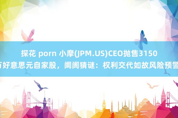 探花 porn 小摩(JPM.US)CEO抛售3150万好意思元自家股，阛阓猜谜：权利交代如故风险预警?