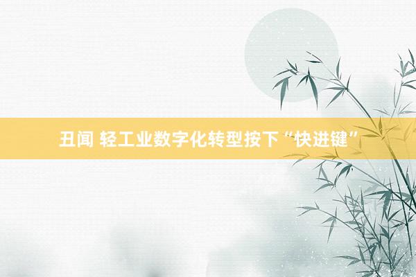 丑闻 轻工业数字化转型按下“快进键”