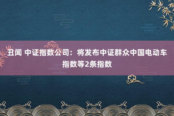 丑闻 中证指数公司：将发布中证群众中国电动车指数等2条指数