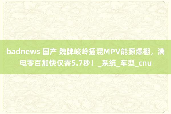 badnews 国产 魏牌峻岭插混MPV能源爆棚，满电零百加快仅需5.7秒！_系统_车型_cnu