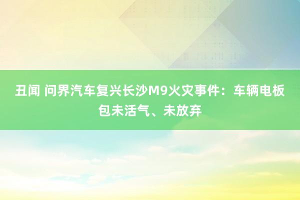 丑闻 问界汽车复兴长沙M9火灾事件：车辆电板包未活气、未放弃